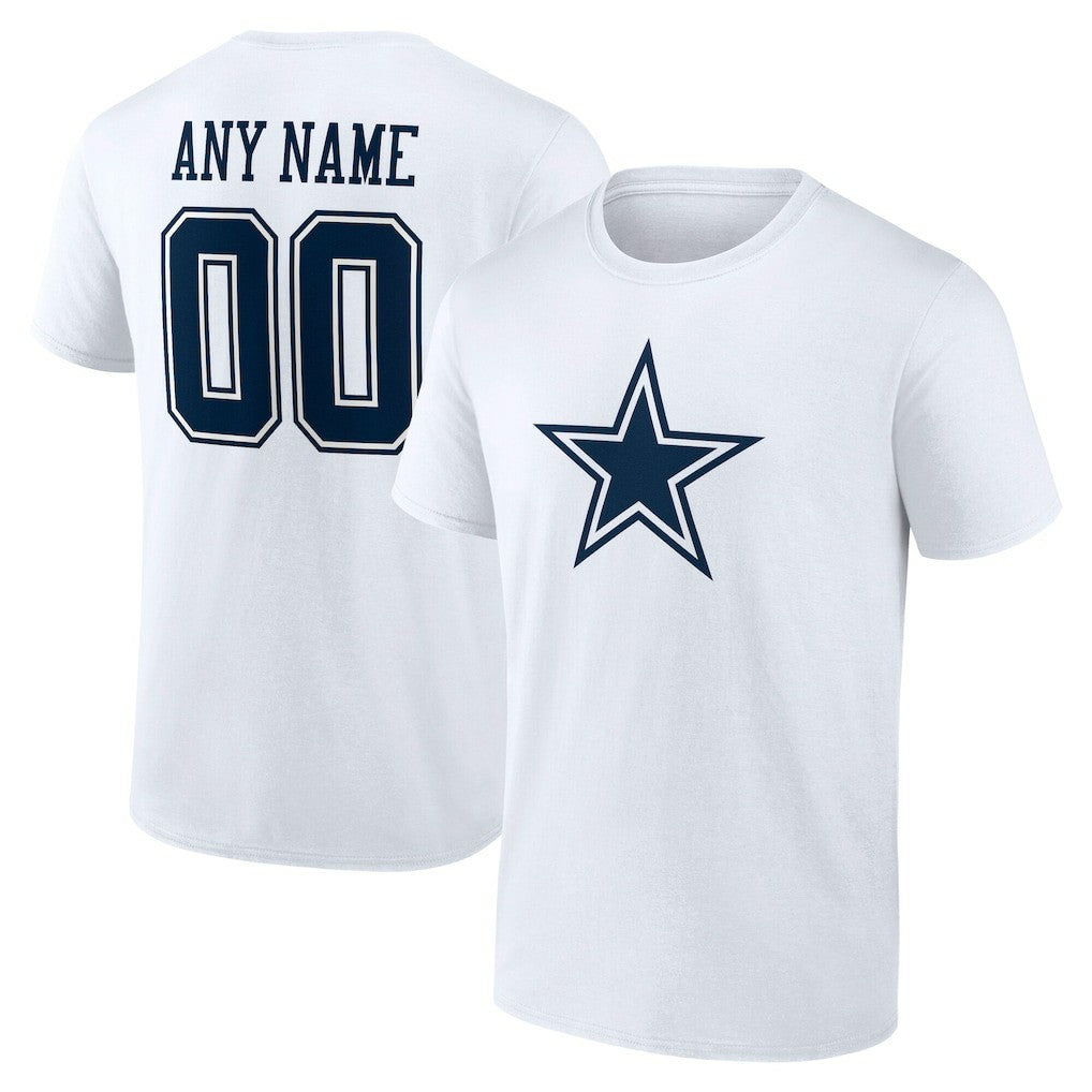 Dallas Cowboys Team Authentic Personalized Name & Number T-Shirt White | NFL