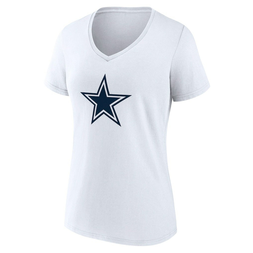 Dallas Cowboys Women's Team Authentic Personalized Name & Number V-Neck T-Shirt White | NFL