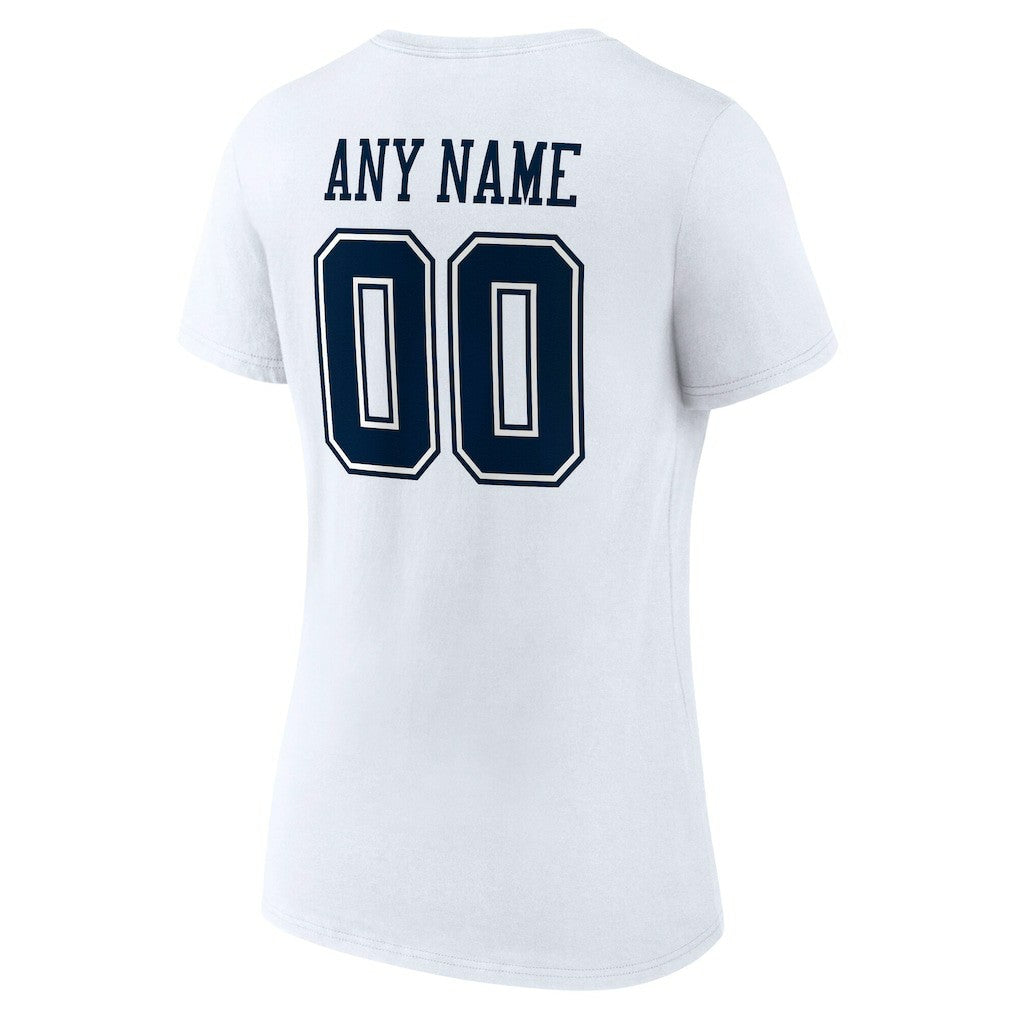 Dallas Cowboys Women's Team Authentic Personalized Name & Number V-Neck T-Shirt White | NFL