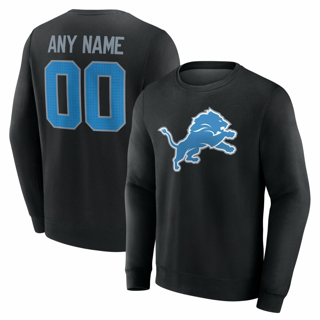 Detroit Lions Team Authentic Personalized Name & Number Sweatshirt Black | NFL