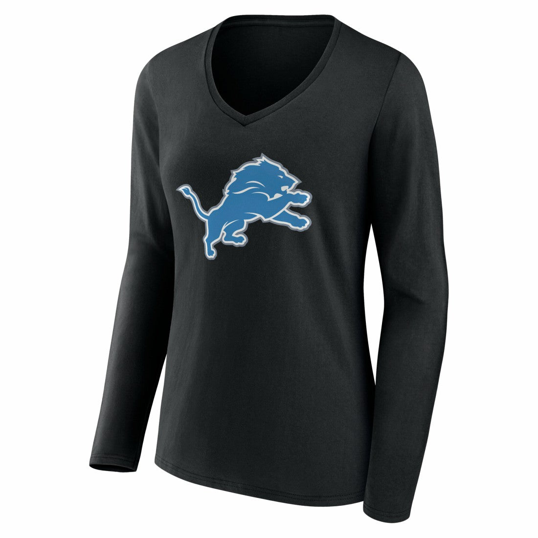 Detroit Lions Women's Team Authentic Personalized Name & Number Long Sleeve V-Neck T-Shirt Black | NFL