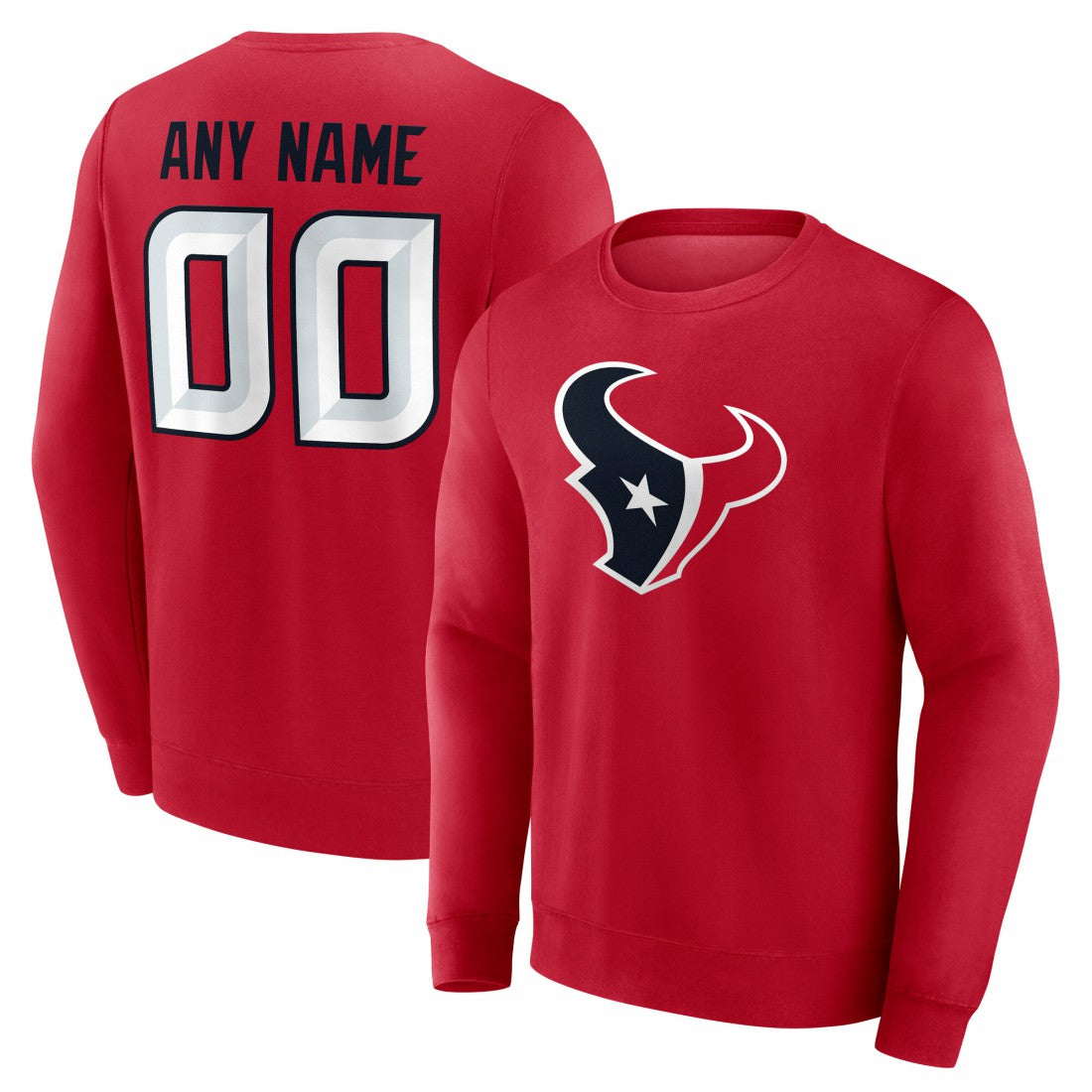 Houston Texans Team Authentic Personalized Name & Number Sweatshirt Red | NFL