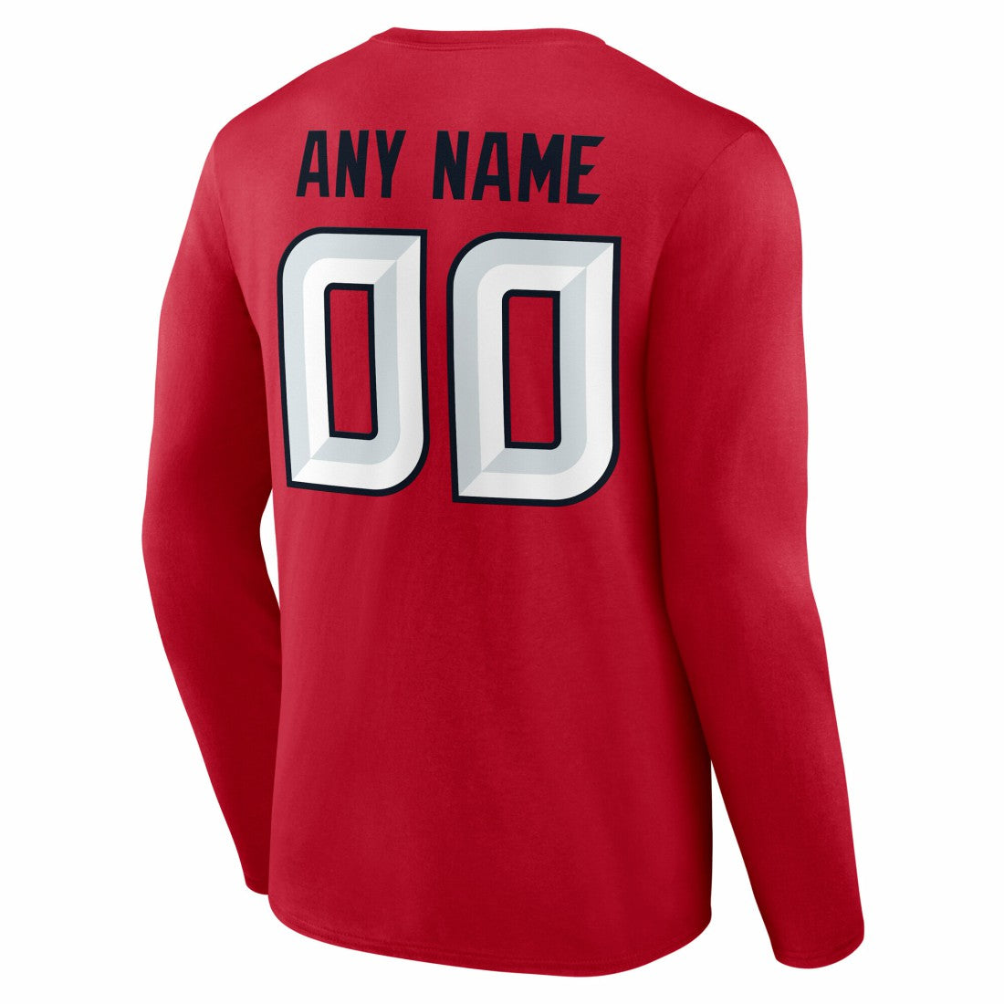 Houston Texans Team Authentic Personalized Name & Number Long Sleeve T-Shirt Red | NFL