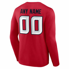 Houston Texans Team Authentic Personalized Name & Number Long Sleeve T-Shirt Red | NFL
