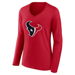 Houston Texans Women's Team Authentic Personalized Name & Number Long Sleeve V-Neck T-Shirt Red | NFL