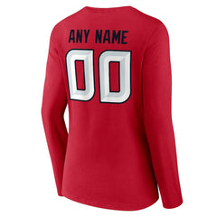 Houston Texans Women's Team Authentic Personalized Name & Number Long Sleeve V-Neck T-Shirt Red | NFL