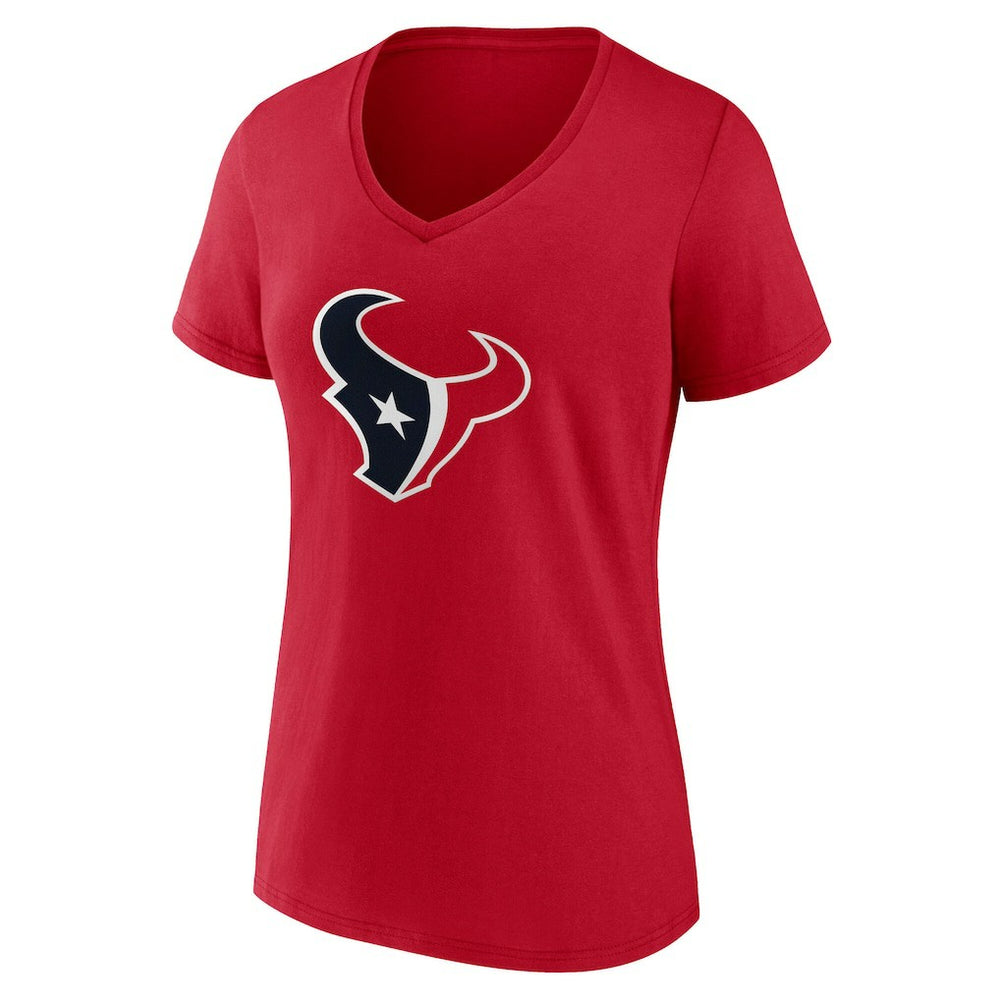Houston Texans Women's Team Authentic Personalized Name & Number V-Neck T-Shirt Red | NFL
