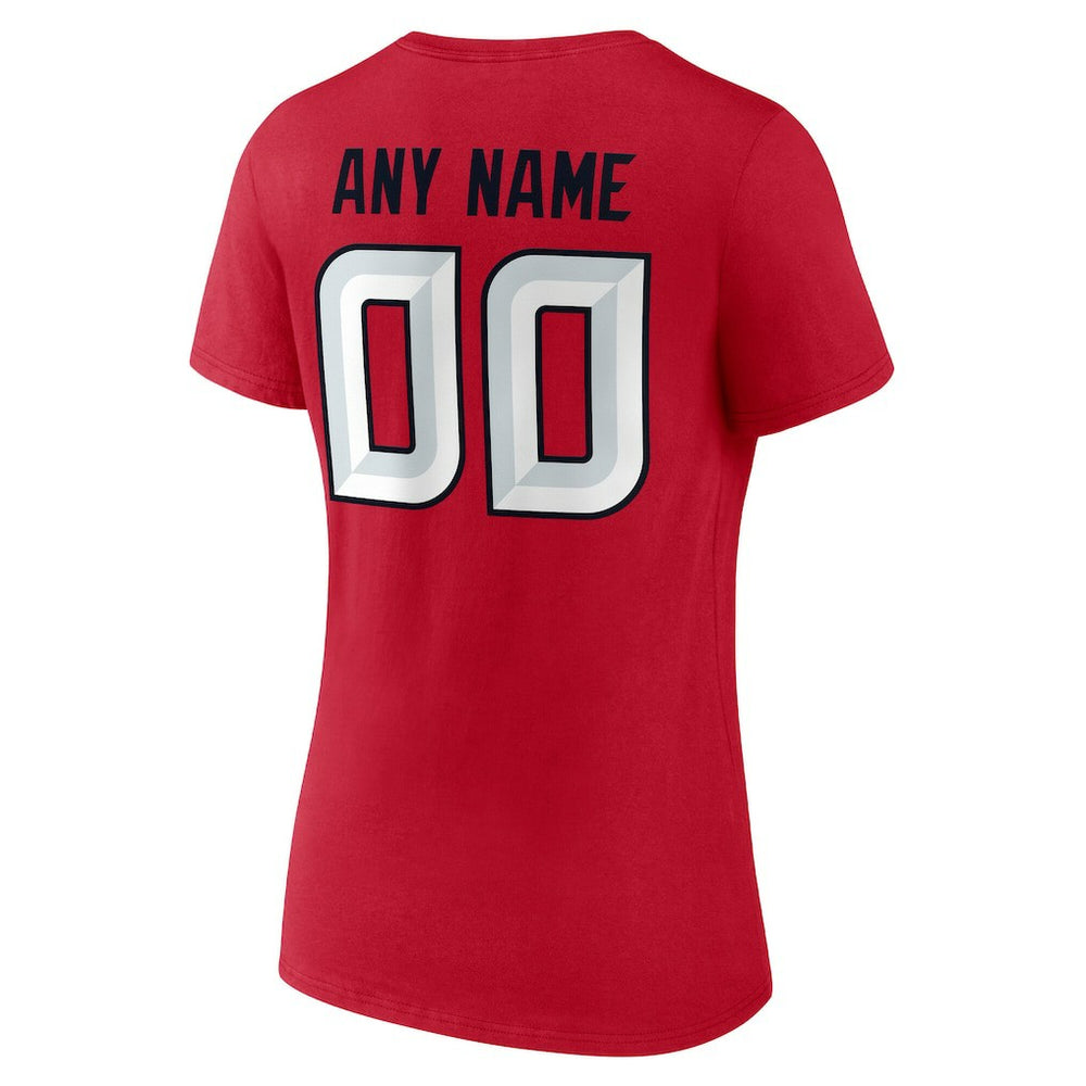 Houston Texans Women's Team Authentic Personalized Name & Number V-Neck T-Shirt Red | NFL