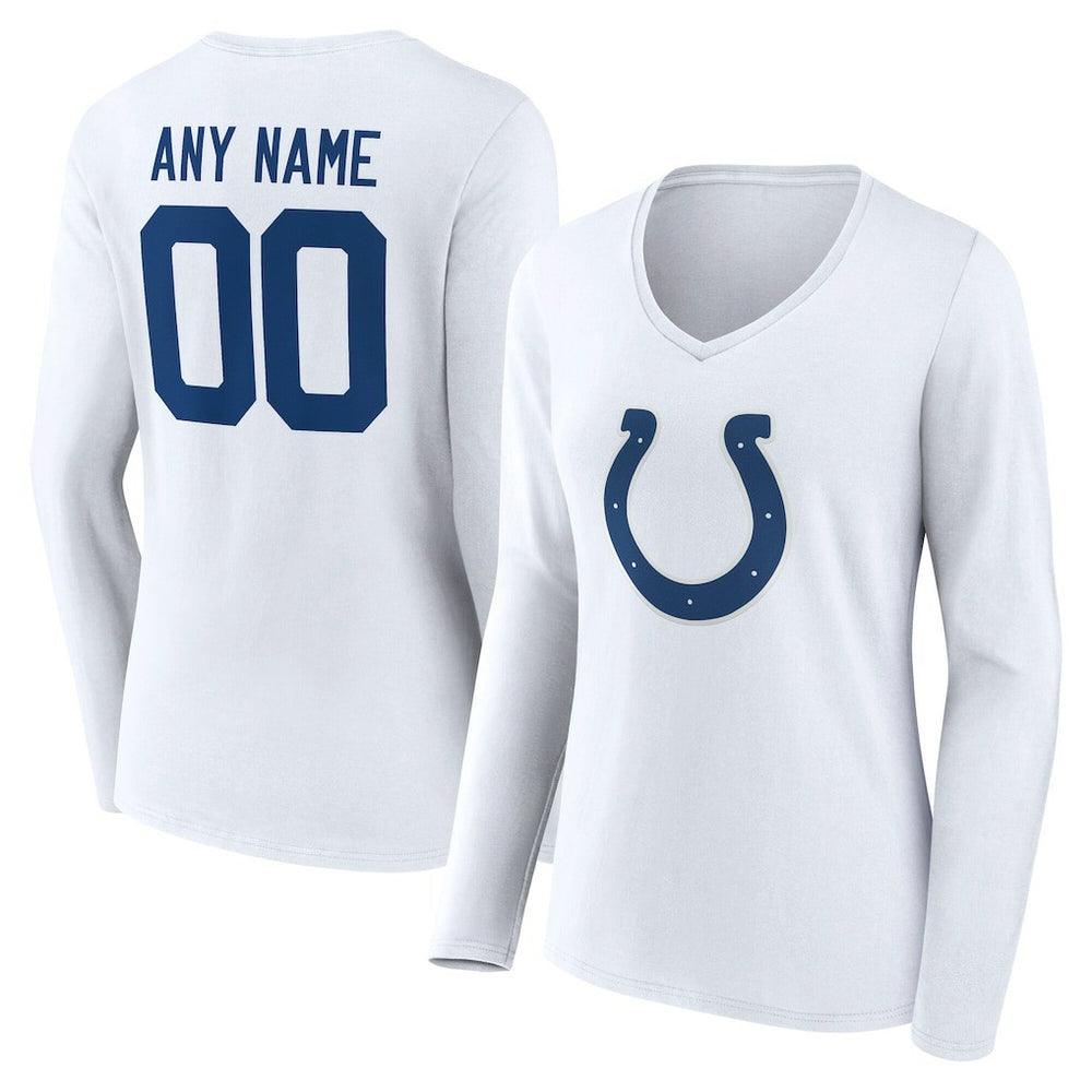 Indianapolis Colts Women's Team Authentic Personalized Name & Number Long Sleeve V-Neck T-Shirt White | NFL