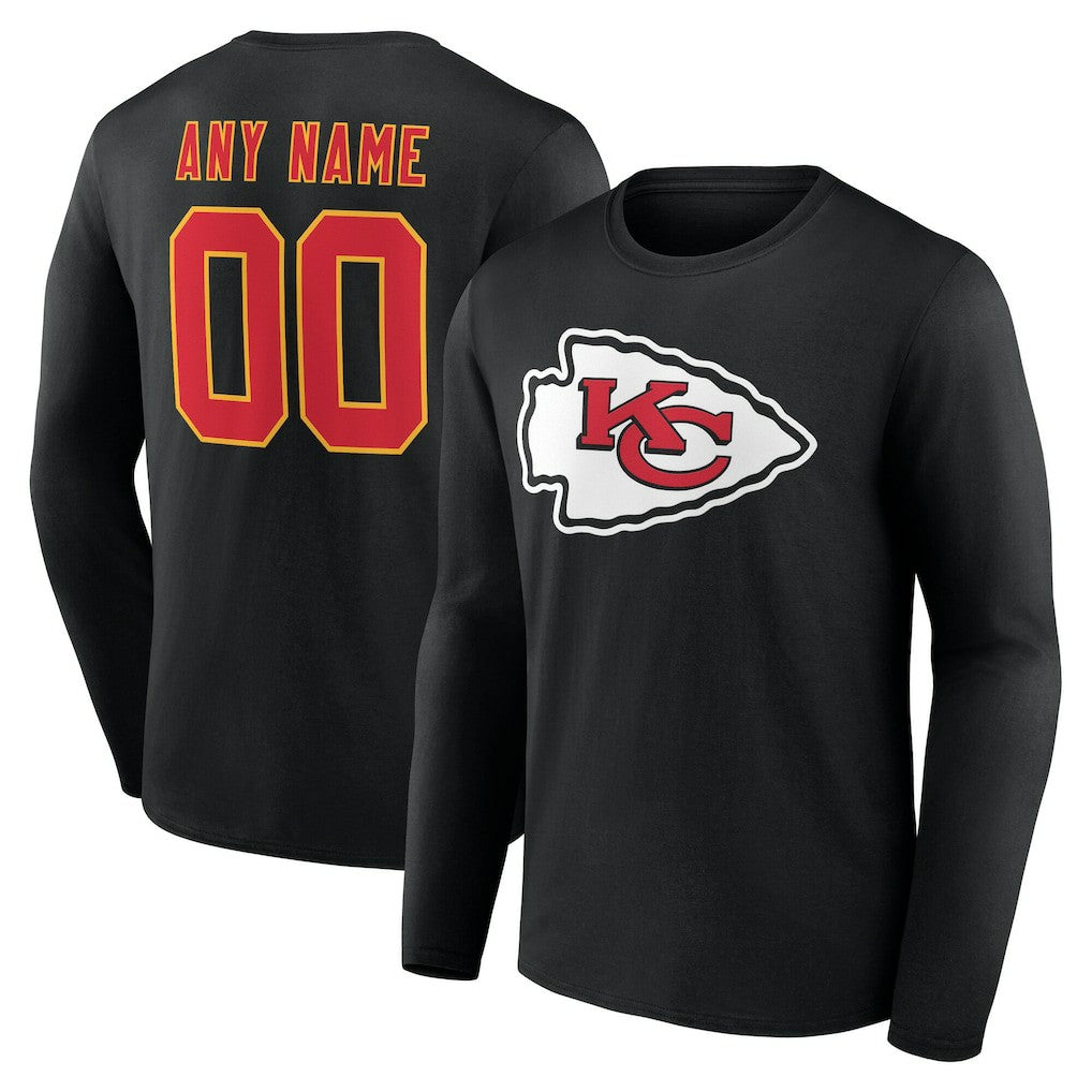 Kansas City Chiefs Team Authentic Personalized Name & Number Long Sleeve T-Shirt Black | NFL