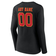 Kansas City Chiefs Women's Team Authentic Personalized Name & Number Long Sleeve V-Neck T-Shirt Black | NFL