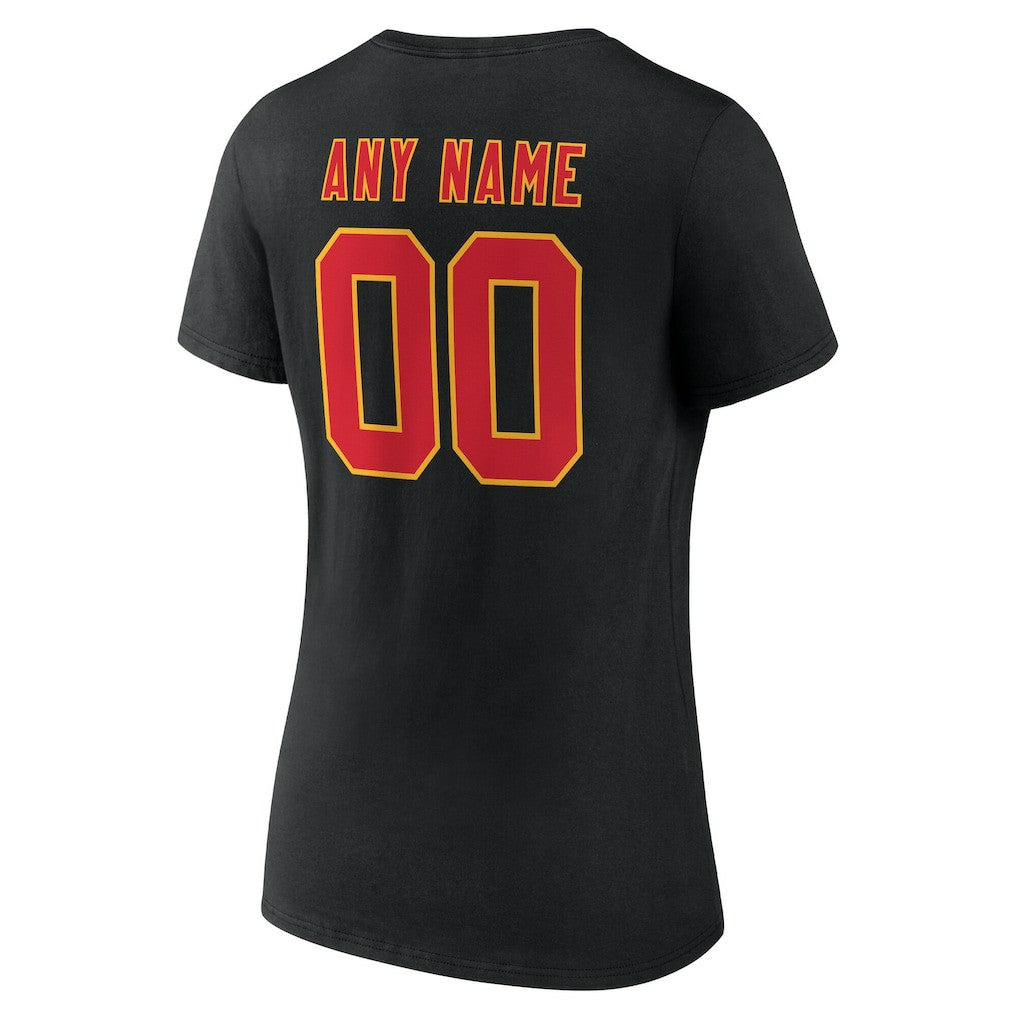 Kansas City Chiefs Women's Team Authentic Personalized Name & Number V-Neck T-Shirt Black | NFL