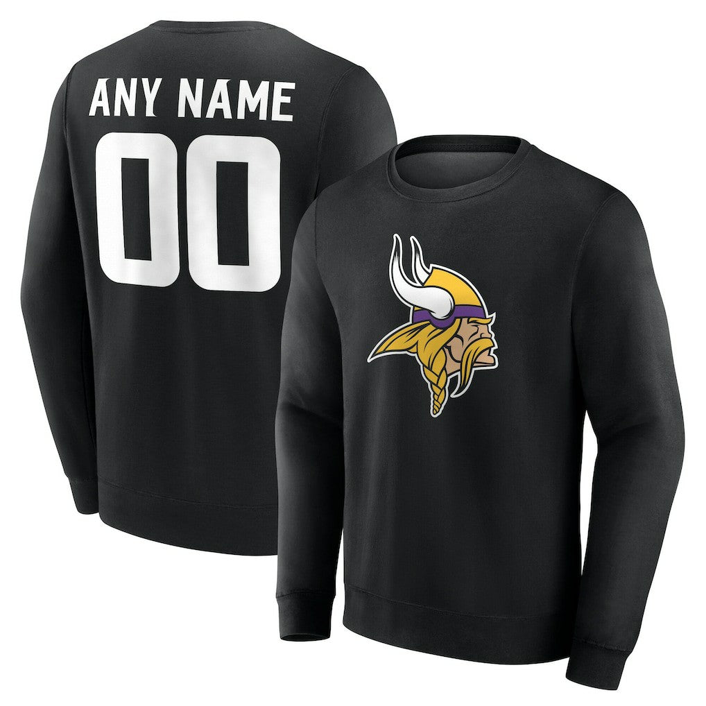Minnesota Vikings Team Authentic Personalized Name & Number Sweatshirt Black | NFL