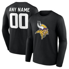 Minnesota Vikings Team Authentic Personalized Name & Number Long Sleeve T-Shirt Black | NFL