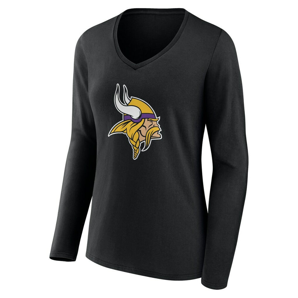 Minnesota Vikings Women's Team Authentic Personalized Name & Number Long Sleeve V-Neck T-Shirt Black | NFL