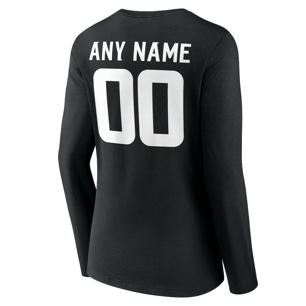 Minnesota Vikings Women's Team Authentic Personalized Name & Number Long Sleeve V-Neck T-Shirt Black | NFL