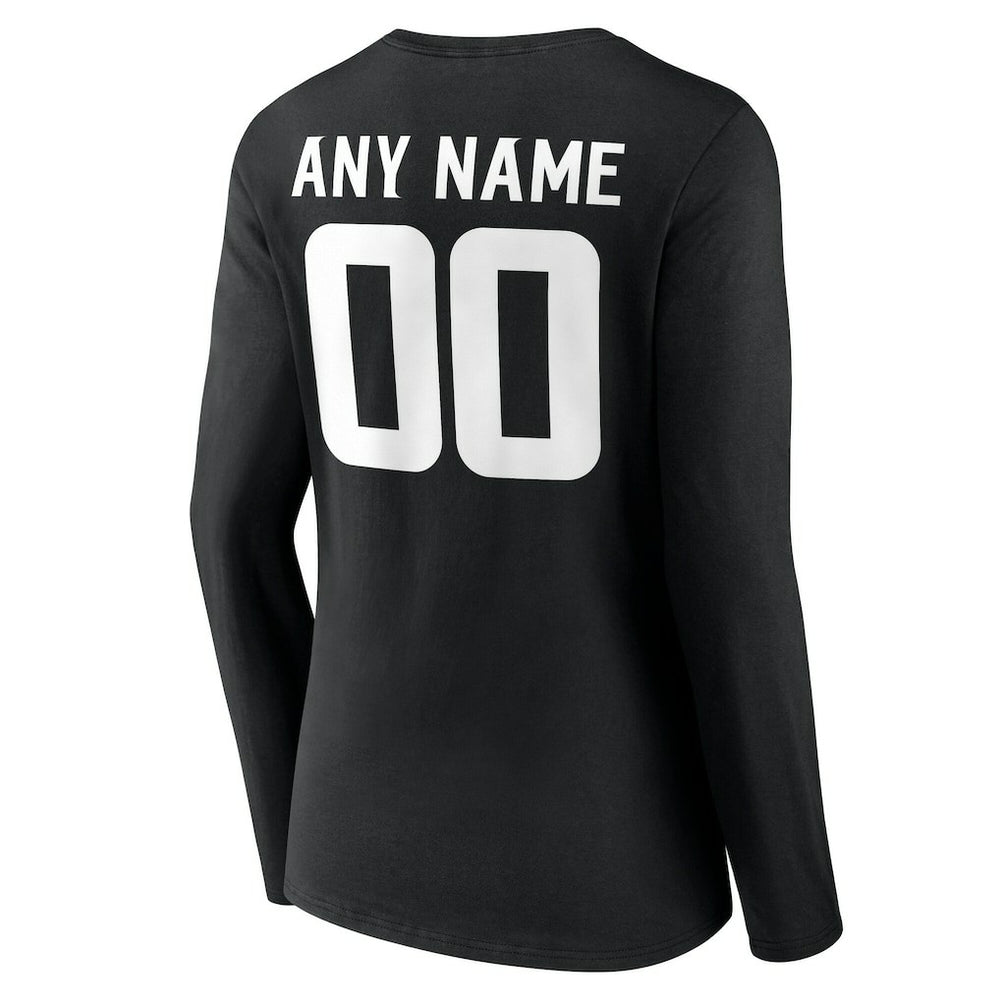 Minnesota Vikings Women's Team Authentic Personalized Name & Number Long Sleeve V-Neck T-Shirt Black | NFL