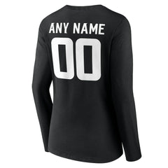 Minnesota Vikings Women's Team Authentic Personalized Name & Number Long Sleeve V-Neck T-Shirt Black | NFL