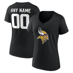 Minnesota Vikings Women's Team Authentic Personalized Name & Number V-Neck T-Shirt Black | NFL
