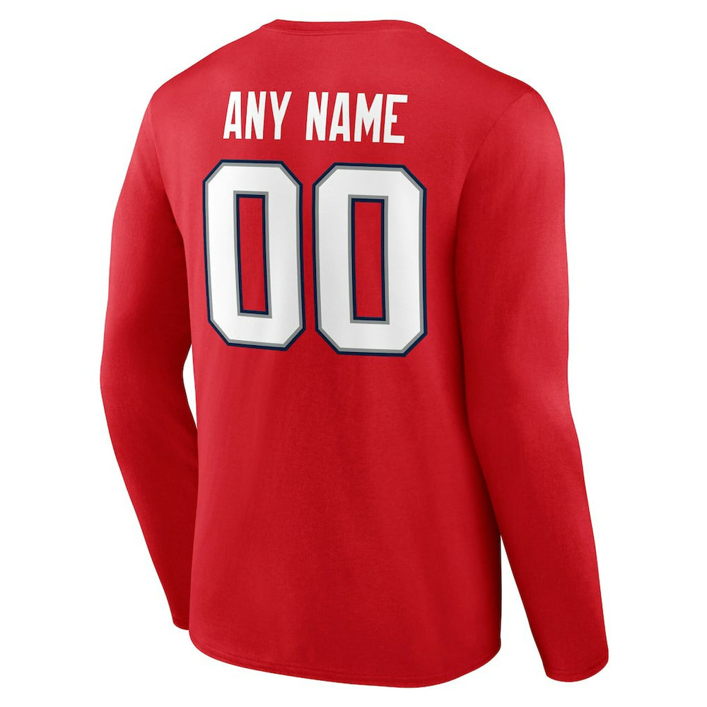 New England Patriots Team Authentic Personalized Name & Number Long Sleeve T-Shirt Red | NFL