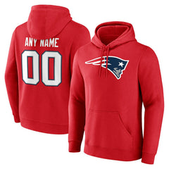 New England Patriots Team Authentic Personalized Name & Number Hoodie Red | NFL
