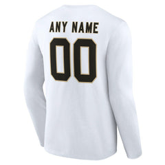 New Orleans Saints Team Authentic Personalized Name & Number Long Sleeve T-Shirt White | NFL
