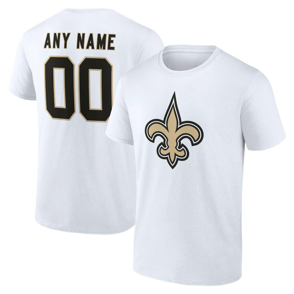 New Orleans Saints Team Authentic Personalized Name & Number T-Shirt White | NFL