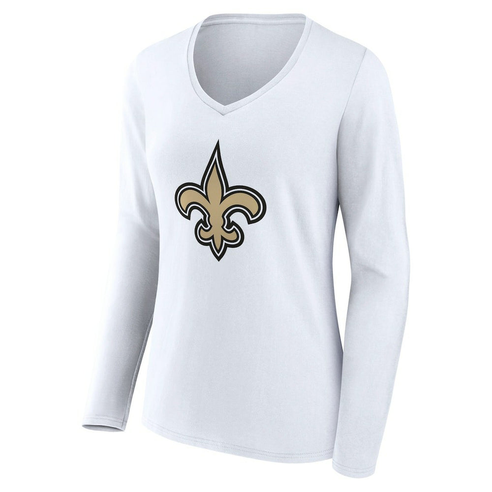 New Orleans Saints Women's Team Authentic Personalized Name & Number Long Sleeve V-Neck T-Shirt White | NFL