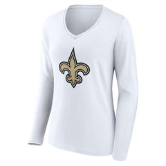 New Orleans Saints Women's Team Authentic Personalized Name & Number Long Sleeve V-Neck T-Shirt White | NFL