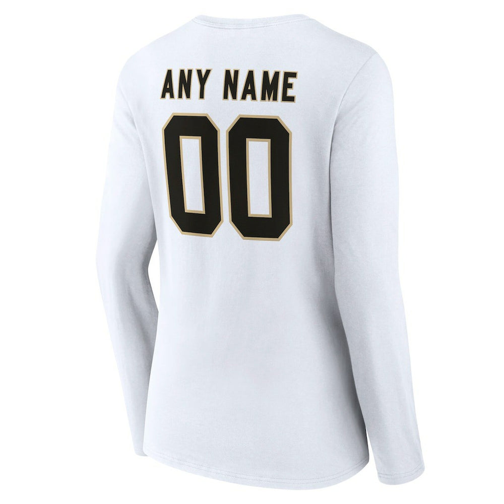 New Orleans Saints Women's Team Authentic Personalized Name & Number Long Sleeve V-Neck T-Shirt White | NFL