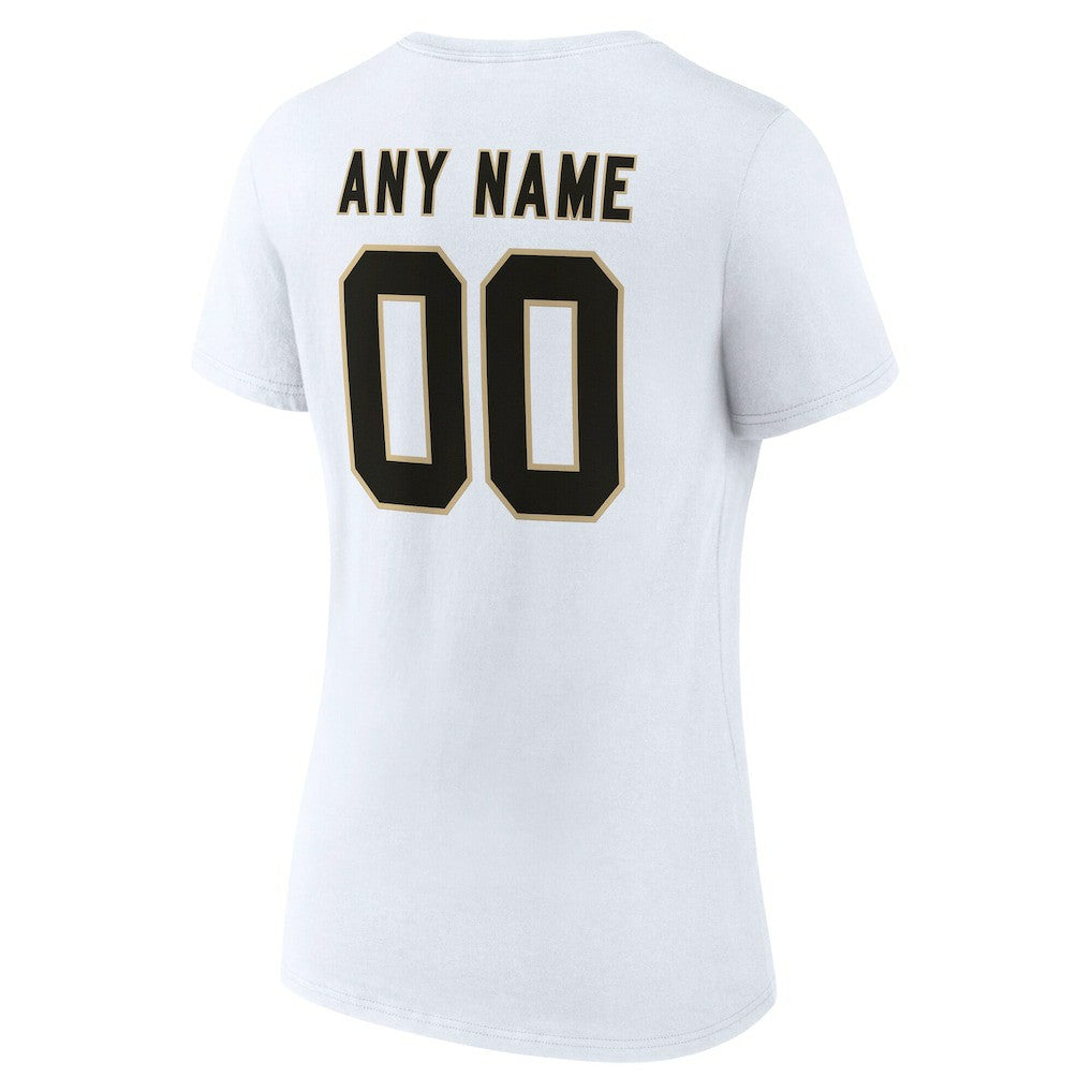 New Orleans Saints Women's Team Authentic Personalized Name & Number V-Neck T-Shirt White | NFL