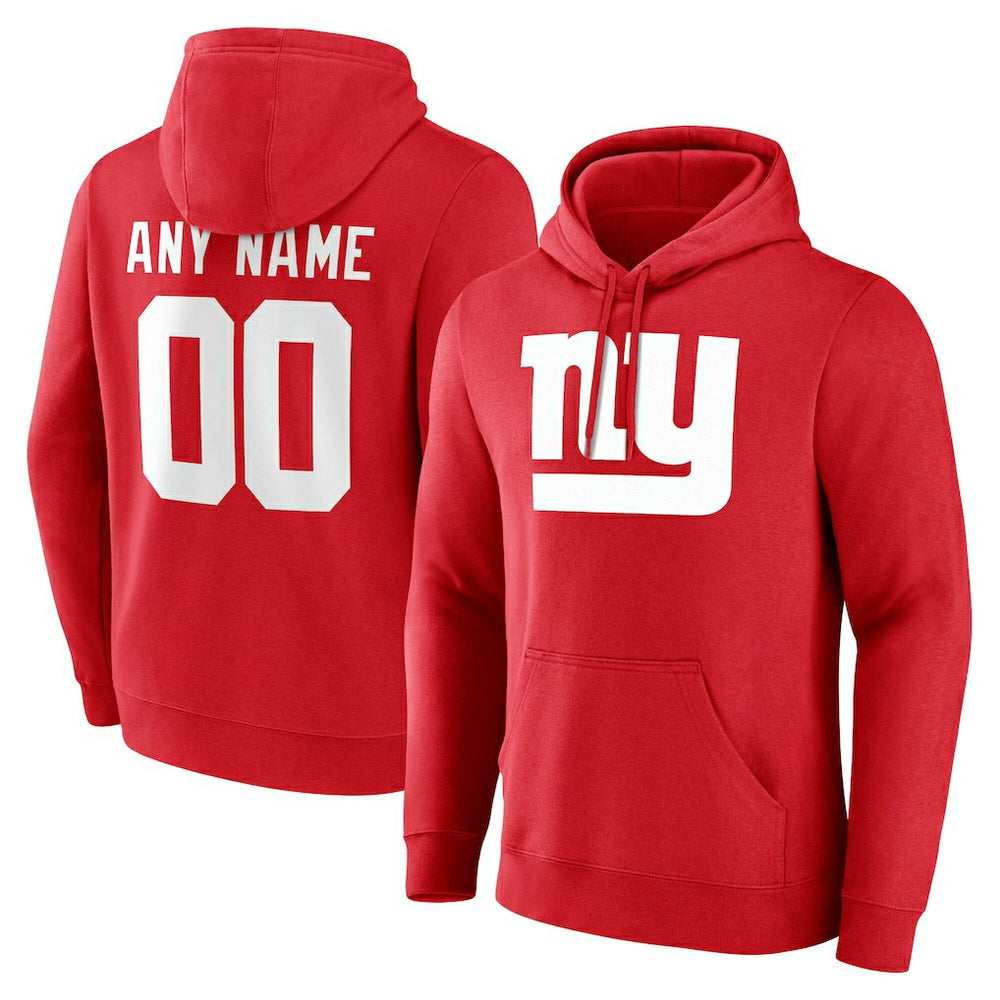 New York Giants Team Authentic Personalized Name & Number Hoodie Red | NFL