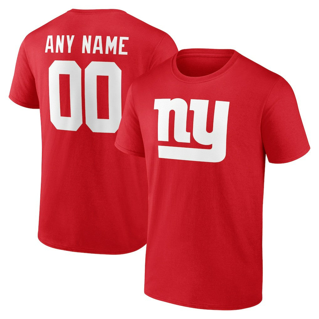 New York Giants Team Authentic Personalized Name & Number T-Shirt Red | NFL