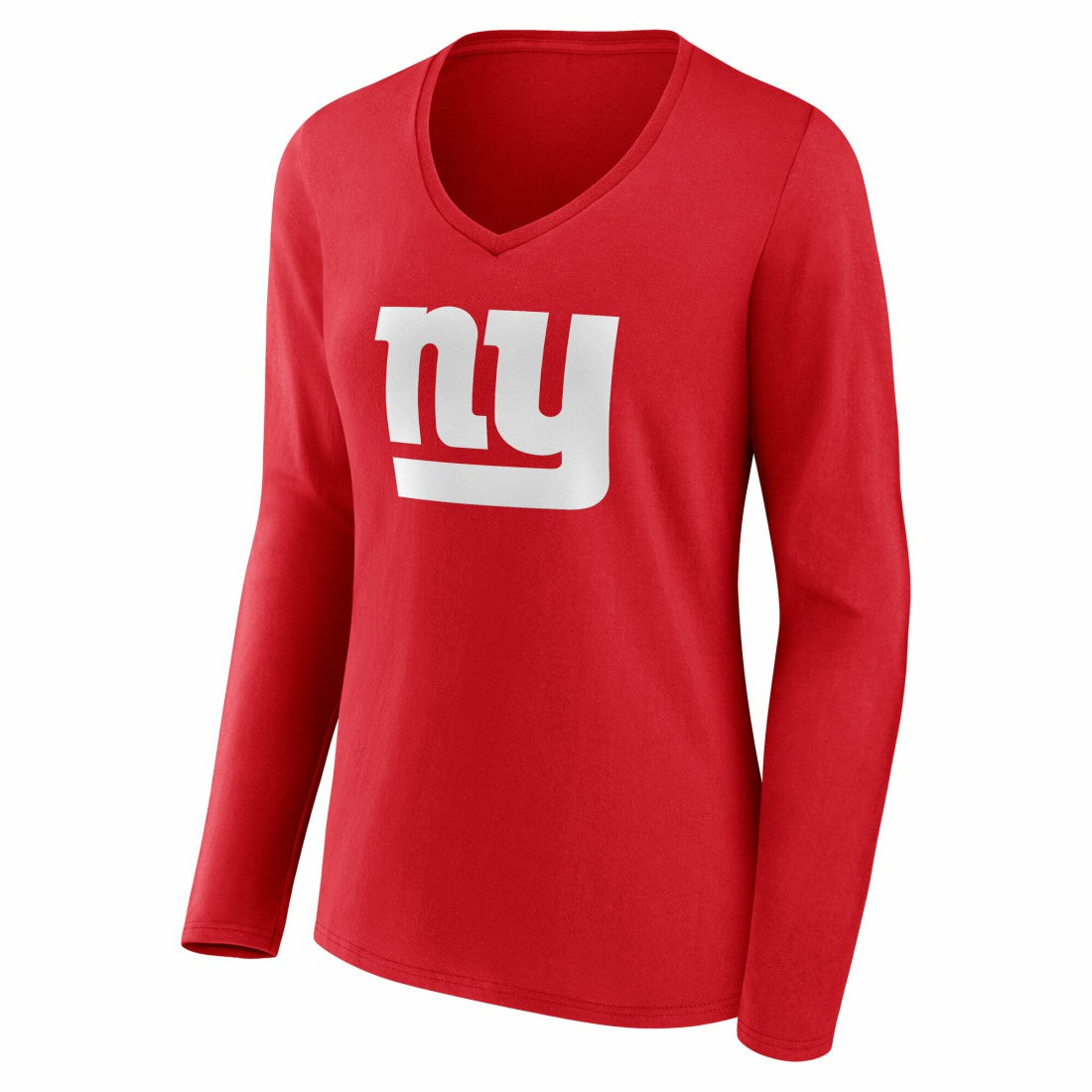 New York Giants Women's Team Authentic Personalized Name & Number Long Sleeve V-Neck T-Shirt Red | NFL