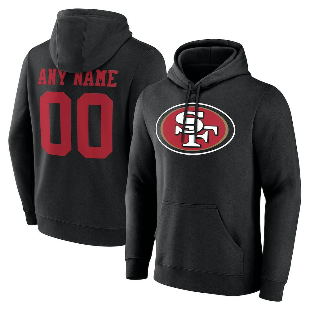 San Francisco 49ers Team Authentic Personalized Name & Number Hoodie Black | NFL