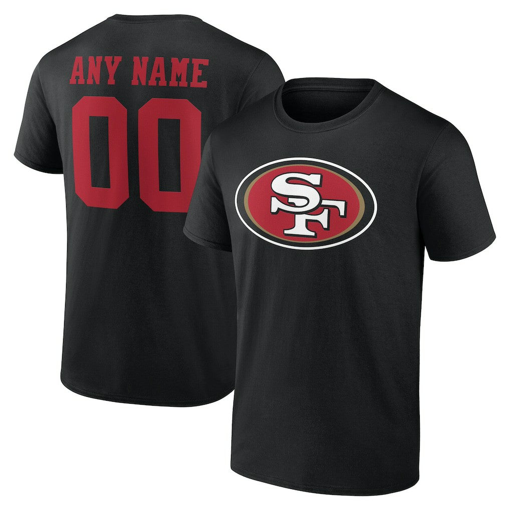 San Francisco 49ers Team Authentic Personalized Name & Number T-Shirt Black | NFL