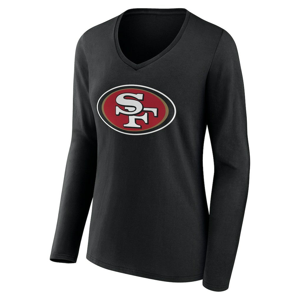San Francisco 49ers Women's Team Authentic Personalized Name & Number Long Sleeve V-Neck T-Shirt Black | NFL