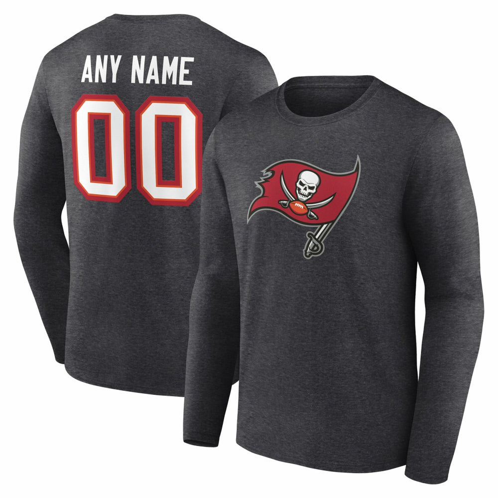 Tampa Bay Buccaneers Team Authentic Personalized Name & Number Long Sleeve T-Shirt Charcoal | NFL