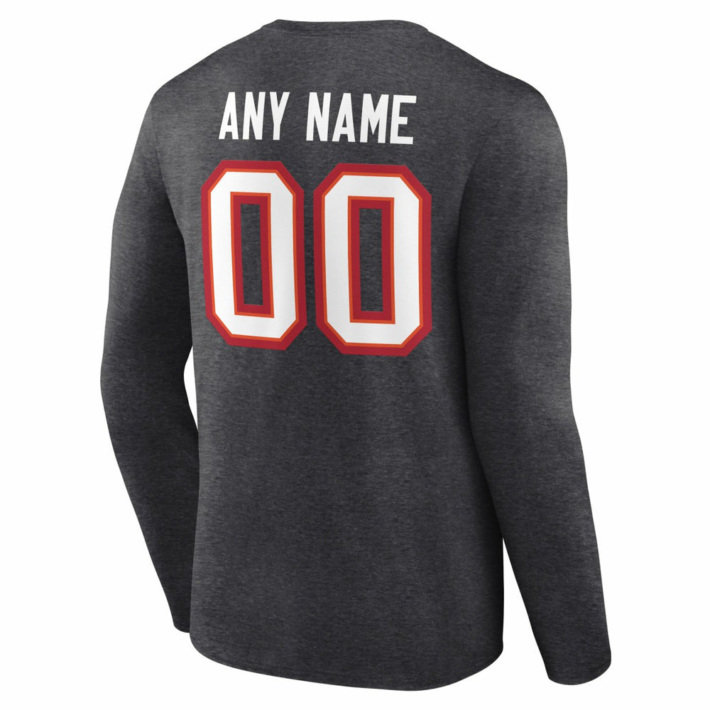 Tampa Bay Buccaneers Team Authentic Personalized Name & Number Long Sleeve T-Shirt Charcoal | NFL