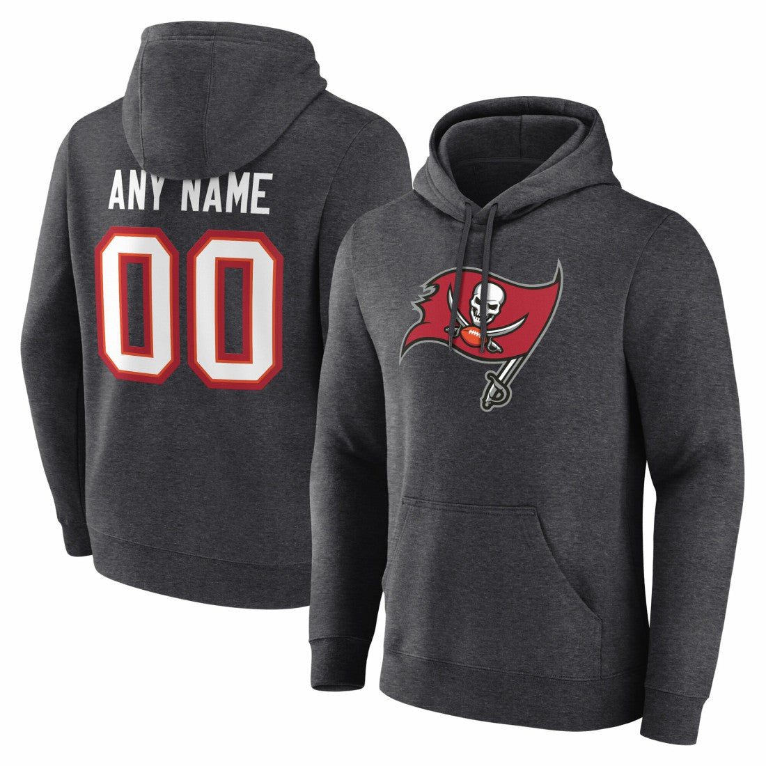 Tampa Bay Buccaneers Team Authentic Personalized Name & Number Hoodie Charcoal | NFL