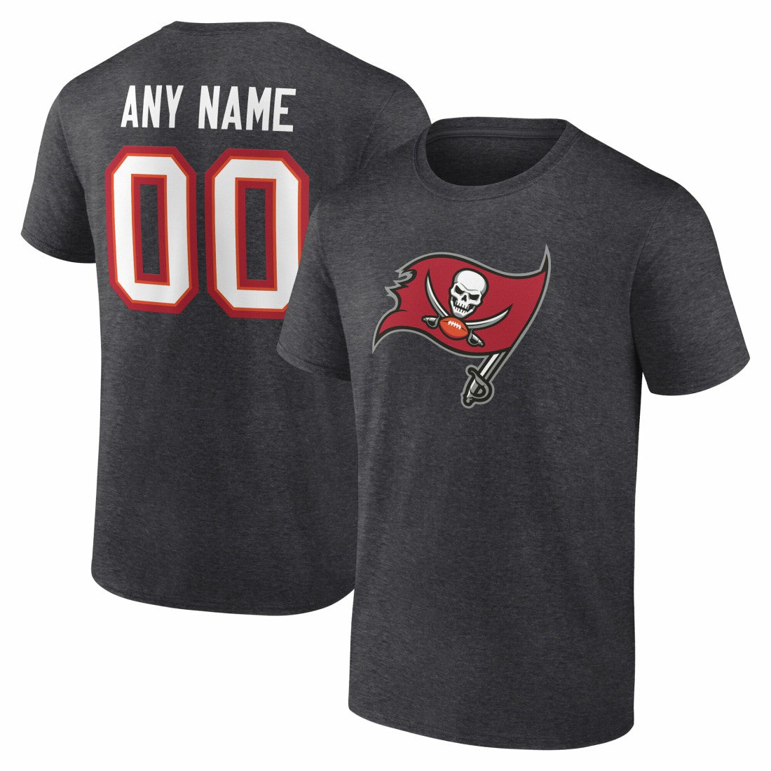 Tampa Bay Buccaneers Team Authentic Personalized Name & Number T-Shirt Charcoal | NFL