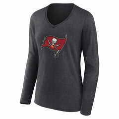 Tampa Bay Buccaneers Women's Team Authentic Personalized Name & Number Long Sleeve V-Neck T-Shirt Charcoal | NFL