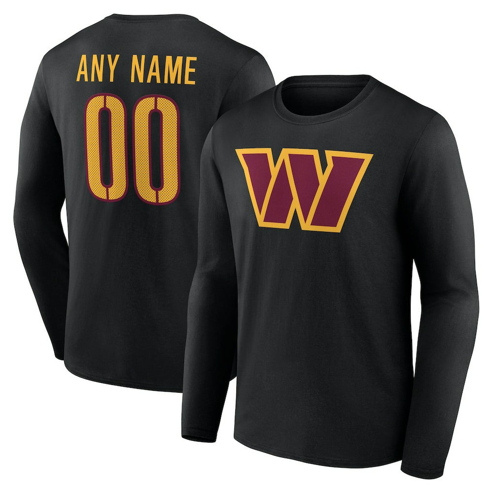 Washington Commanders Team Authentic Personalized Name & Number Long Sleeve T-Shirt Black | NFL