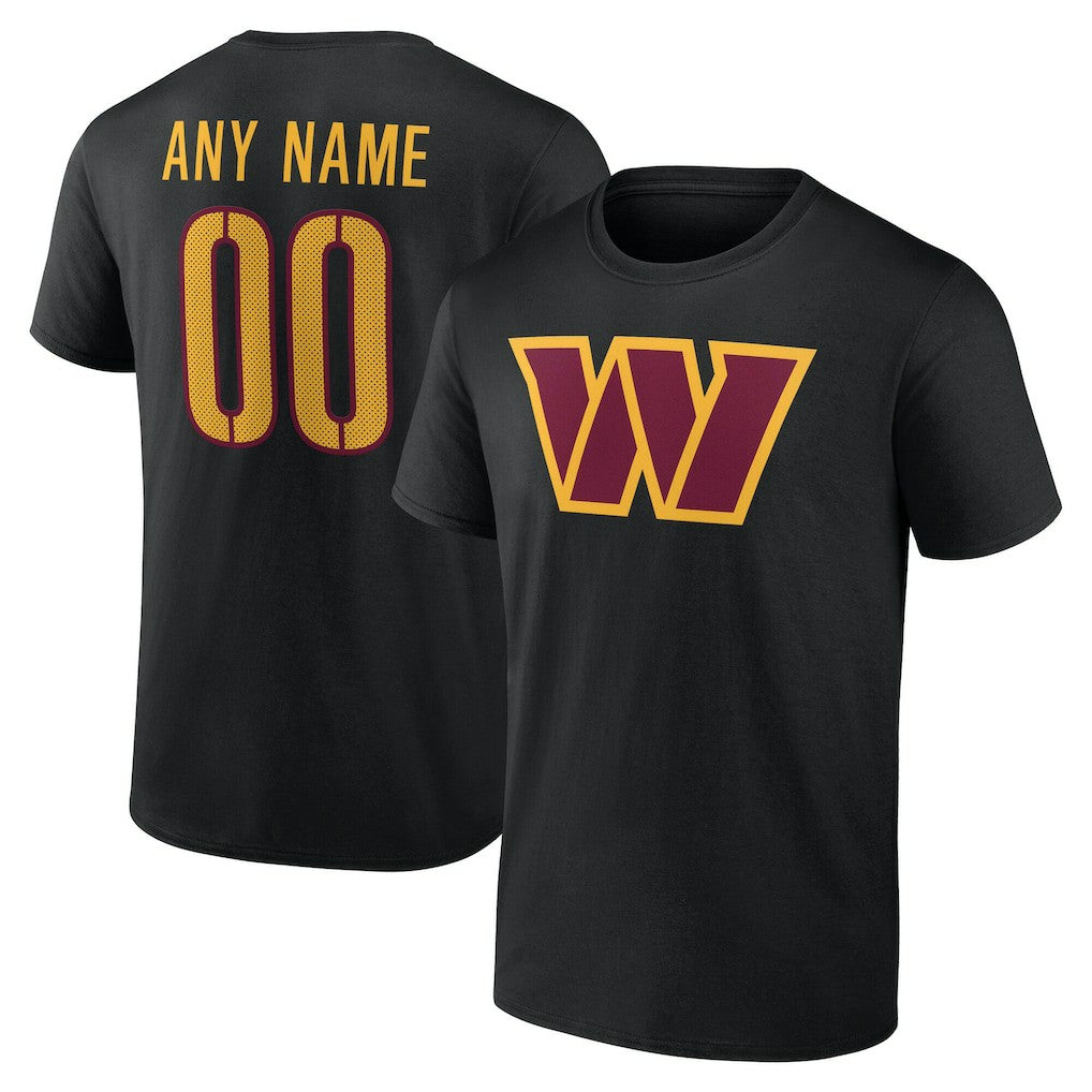 Washington Commanders Team Authentic Personalized Name & Number T-Shirt Black | NFL