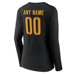 Washington Commanders Women's Team Authentic Personalized Name & Number Long Sleeve V-Neck T-Shirt Black | NFL