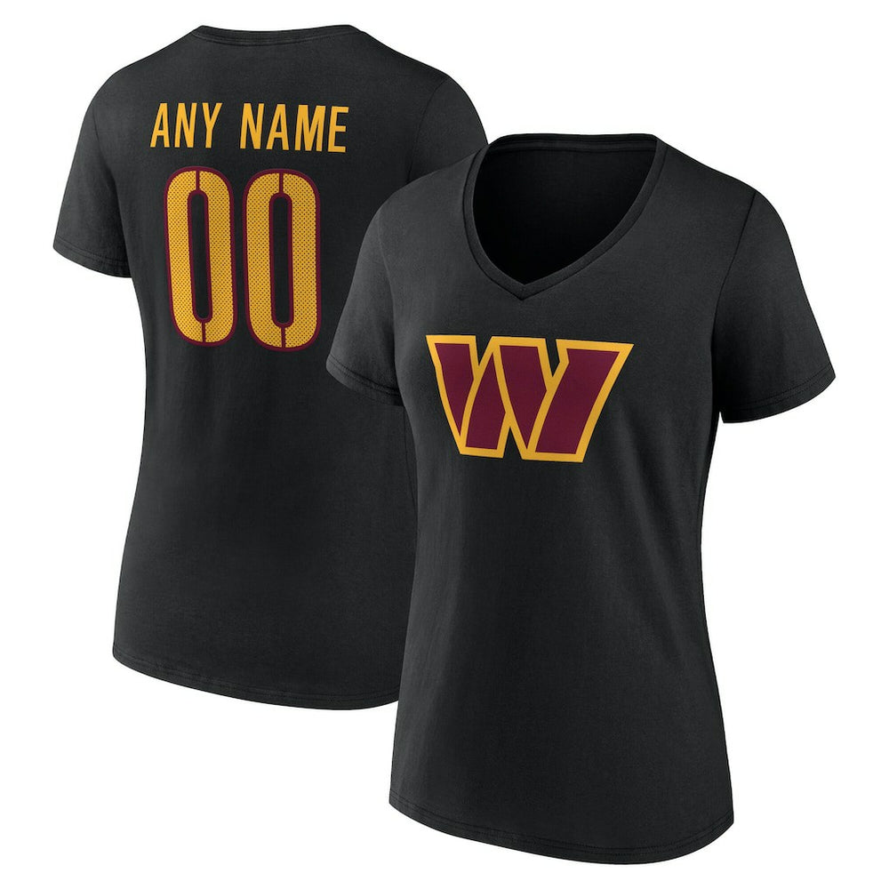 Washington Commanders Women's Team Authentic Personalized Name & Number V-Neck T-Shirt Black | NFL
