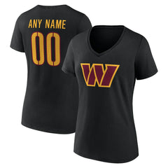 Washington Commanders Women's Team Authentic Personalized Name & Number V-Neck T-Shirt Black | NFL