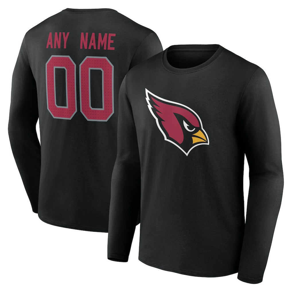 Arizona Cardinals Team Authentic Personalized Name & Number Long Sleeve T-Shirt Black | NFL