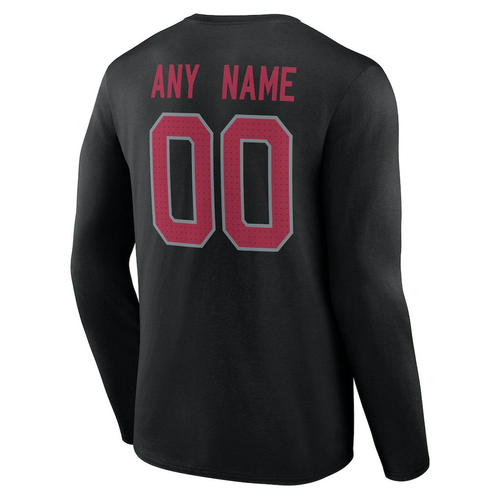 Arizona Cardinals Team Authentic Personalized Name & Number Long Sleeve T-Shirt Black | NFL