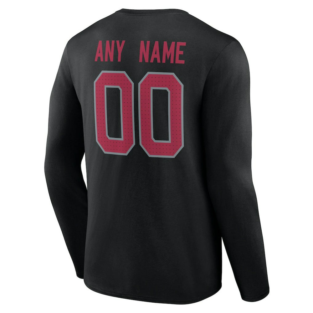 Arizona Cardinals Team Authentic Personalized Name & Number Long Sleeve T-Shirt Black | NFL